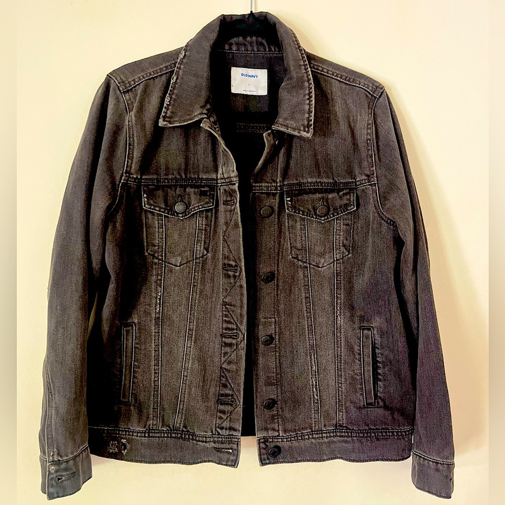Old Navy Black Wash Denim Jacket Size L